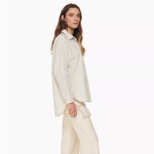 Wilfred Free by Aritzia Boyfriend Poplin Button-up Shirt - size M